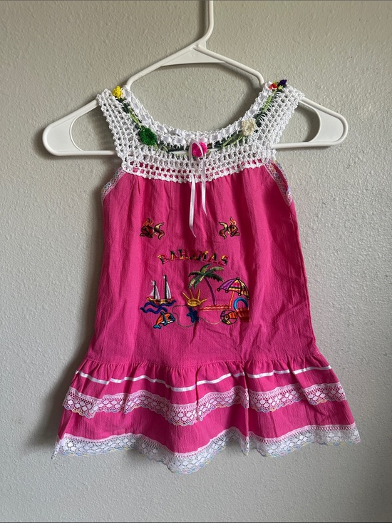 Other - Toddler Bahamas Pink Embroidered Summer Dress with Crochet